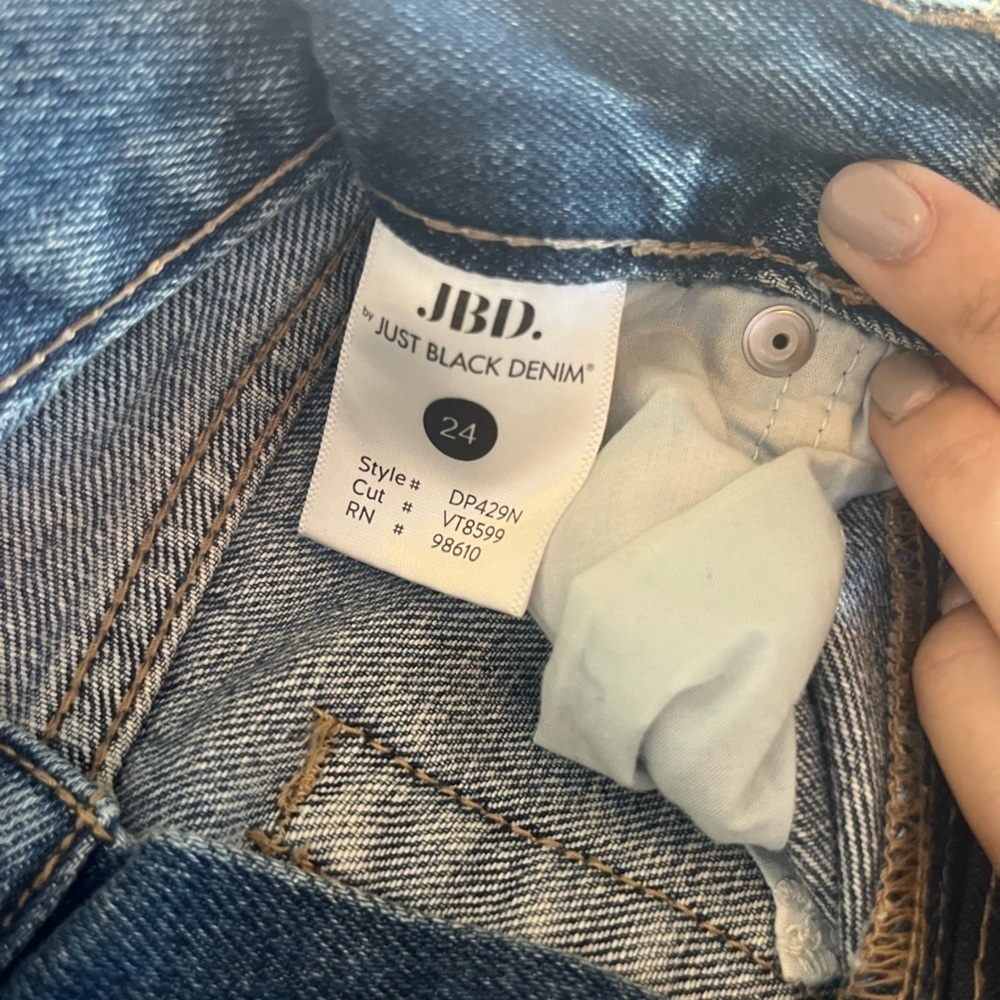 JBD Women’s High Rise Straight Leg Distressed Blue Jeans Size 24 - Picture 5 of 5